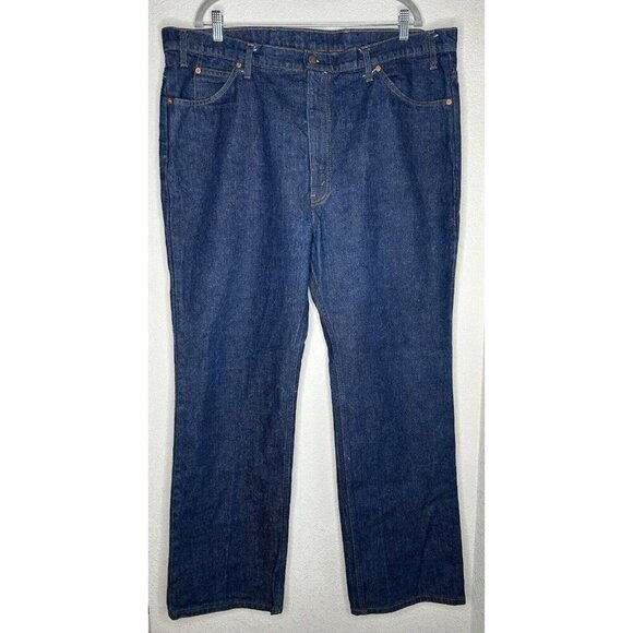 Vintage 70s Levis Jeans Orange Tab Talon 42 Zipper Mens 44x32 Indigo Made in USA - Picture 2 of 13